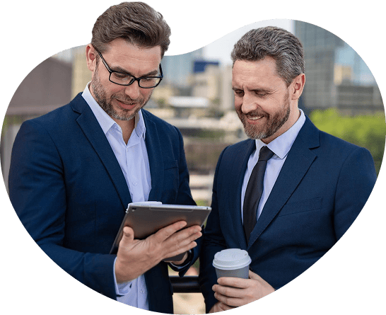 business-professionals-discussing-project-tablet-outdoor business-professionals-discussing-project-tablet-outdoor